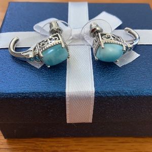 🦋Genuine Larimar & Neon Apatite Earrings